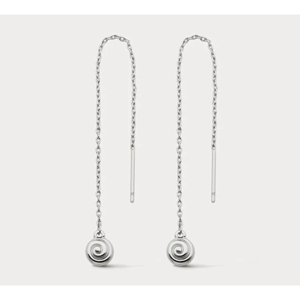 LUV AJ Shell Coil Threader Silver Earrings New